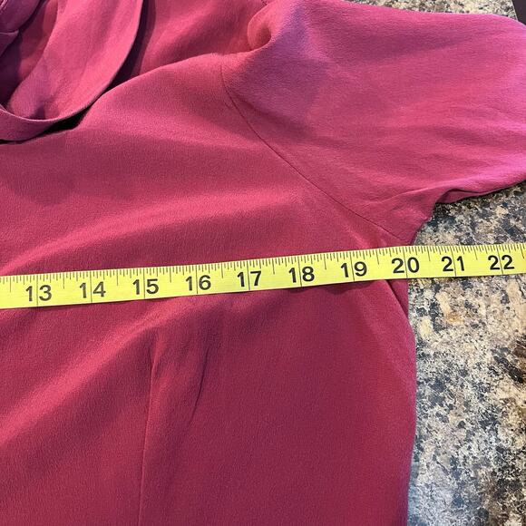 Pendleton Vintage Purple Silk Button Front Shirt with Tie Neck Plus Size 14 - Picture 5 of 6